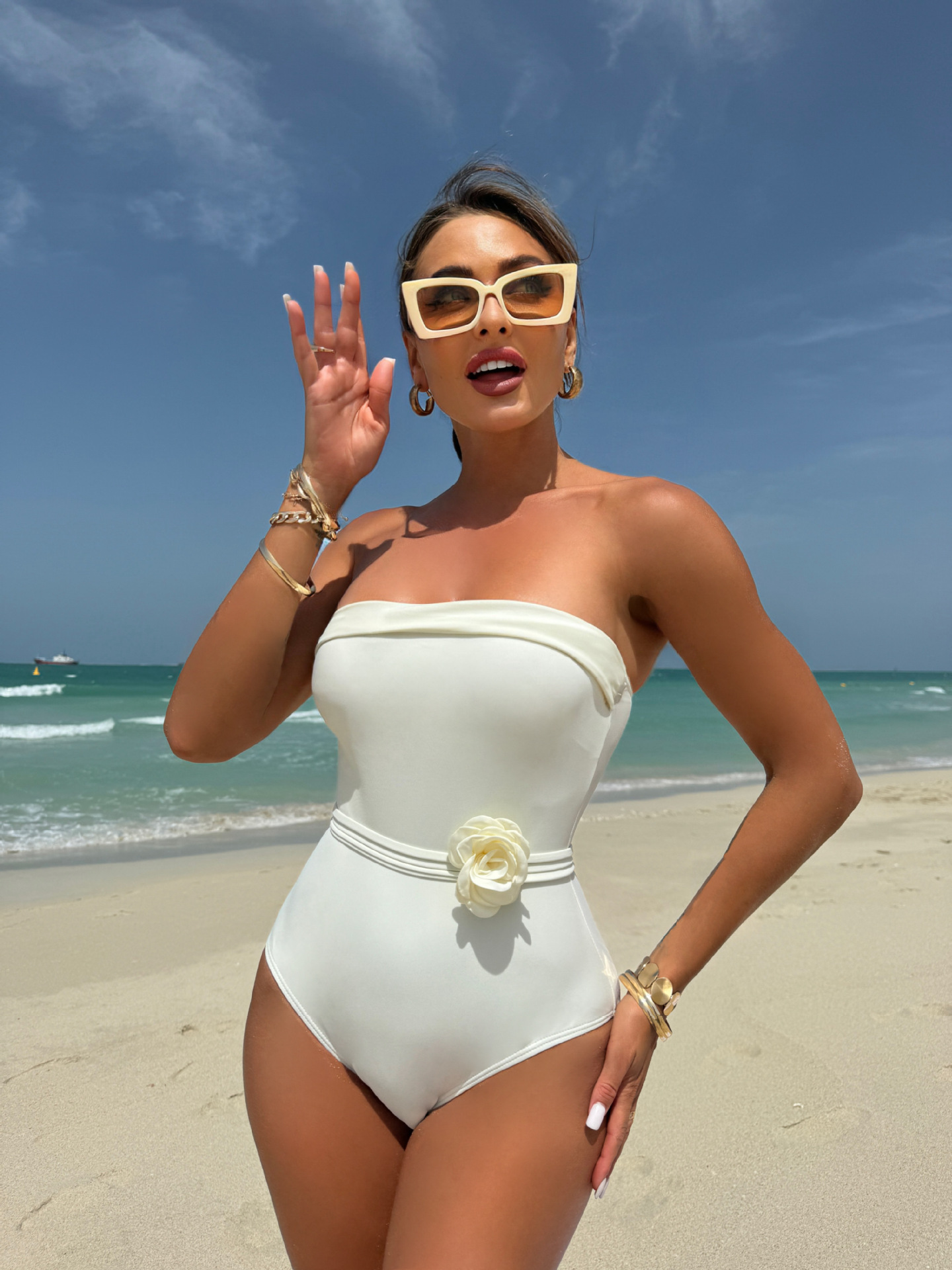 Women Drawstring Lace-Up Floral Swimwear
