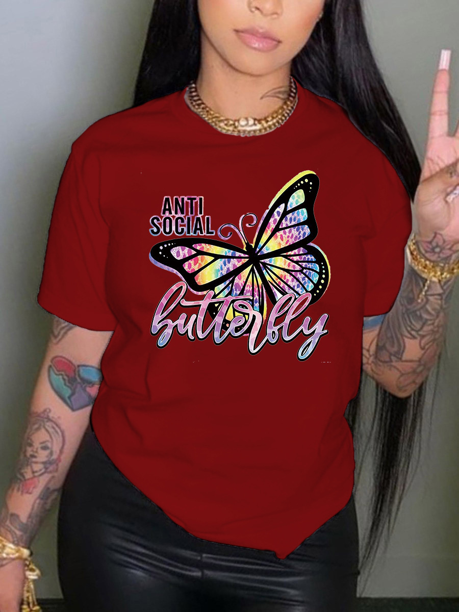 Women Beaded Round Neck T-shirt