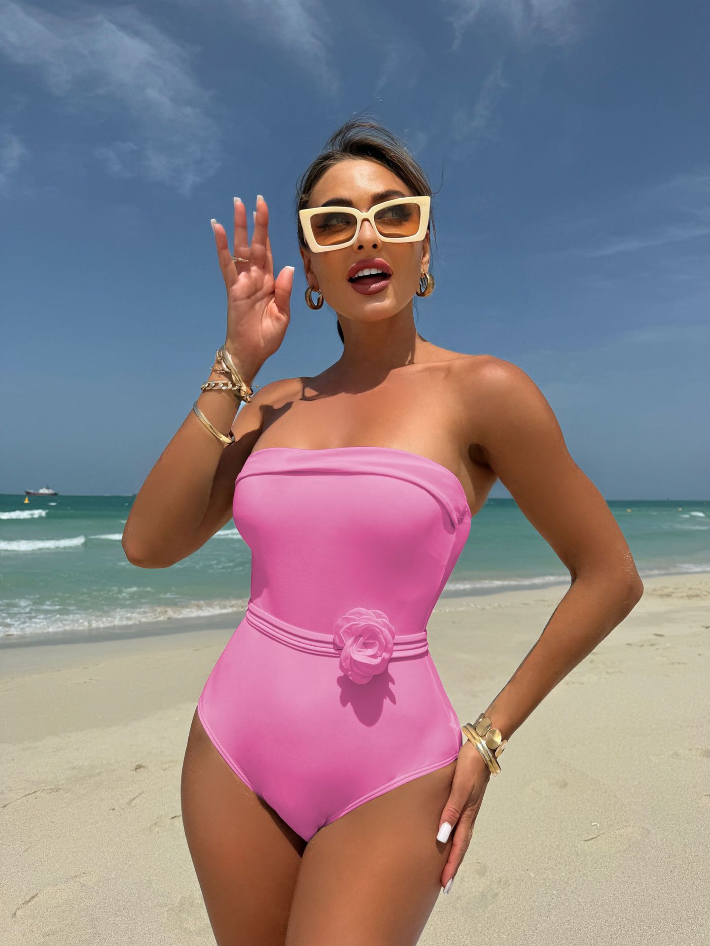 Women Drawstring Lace-Up Floral Swimwear