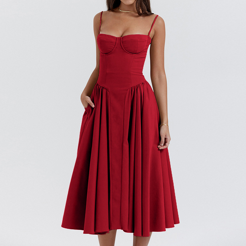 Women Spring Elegant French Retro Strap Dress