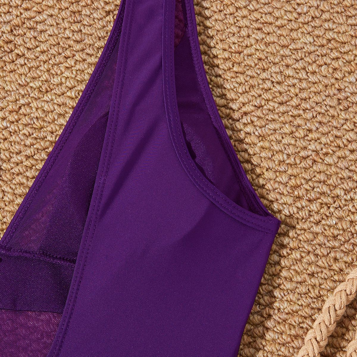 Women's Sexy V-Neck Mesh Patchwork One-Piece Swimsuit