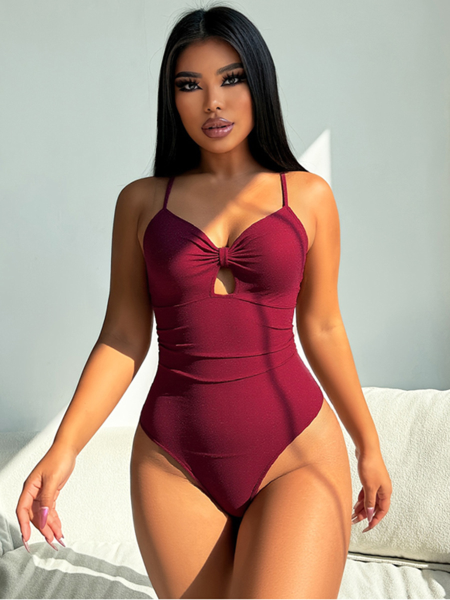 Women Summer Solid One-Piece Swimwear