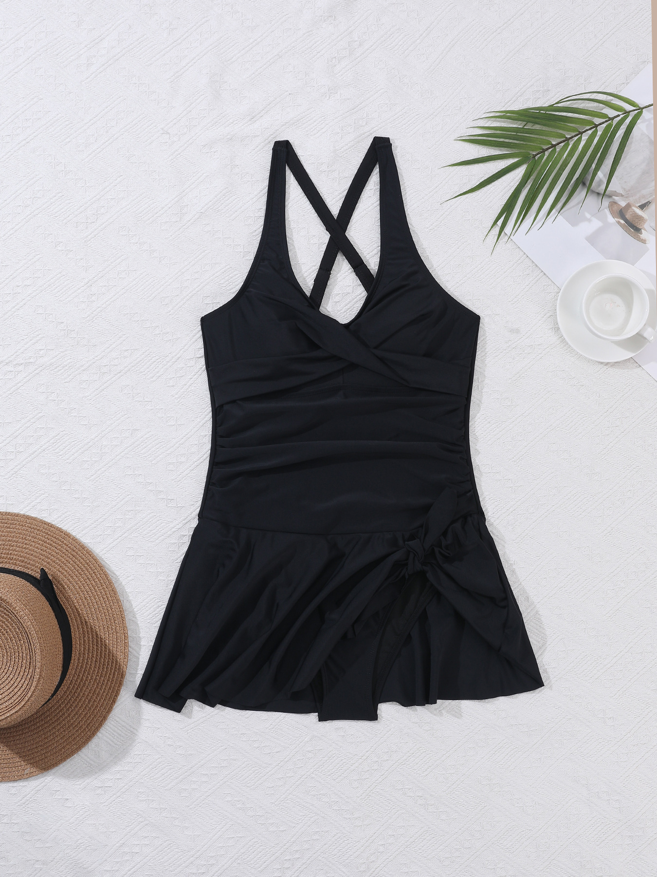 Sexy back cross one piece swimsuit dress