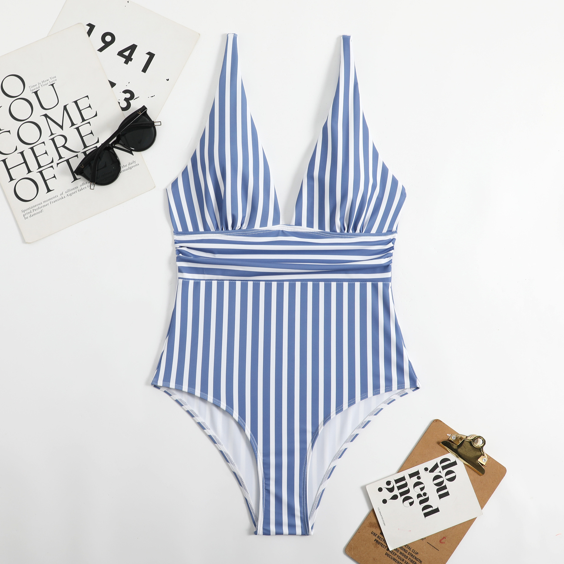 Women's One Piece Striped Swimsuit