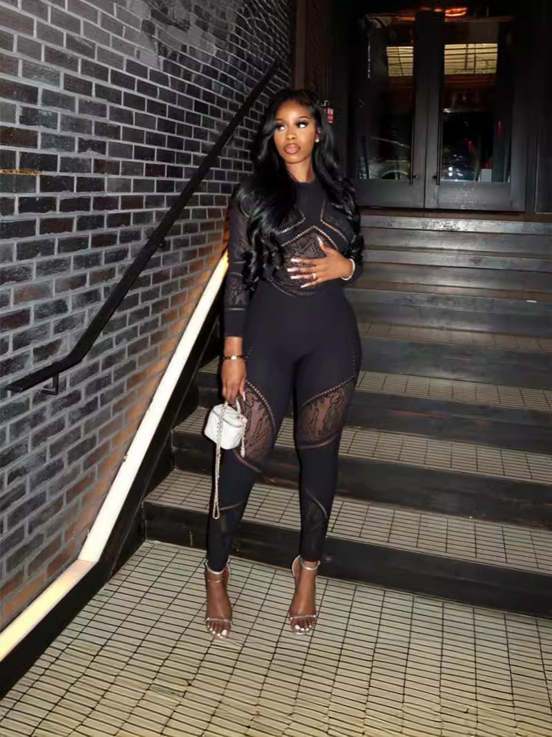 Women Fall Sexy Knitting Long Sleeve Jumpsuit