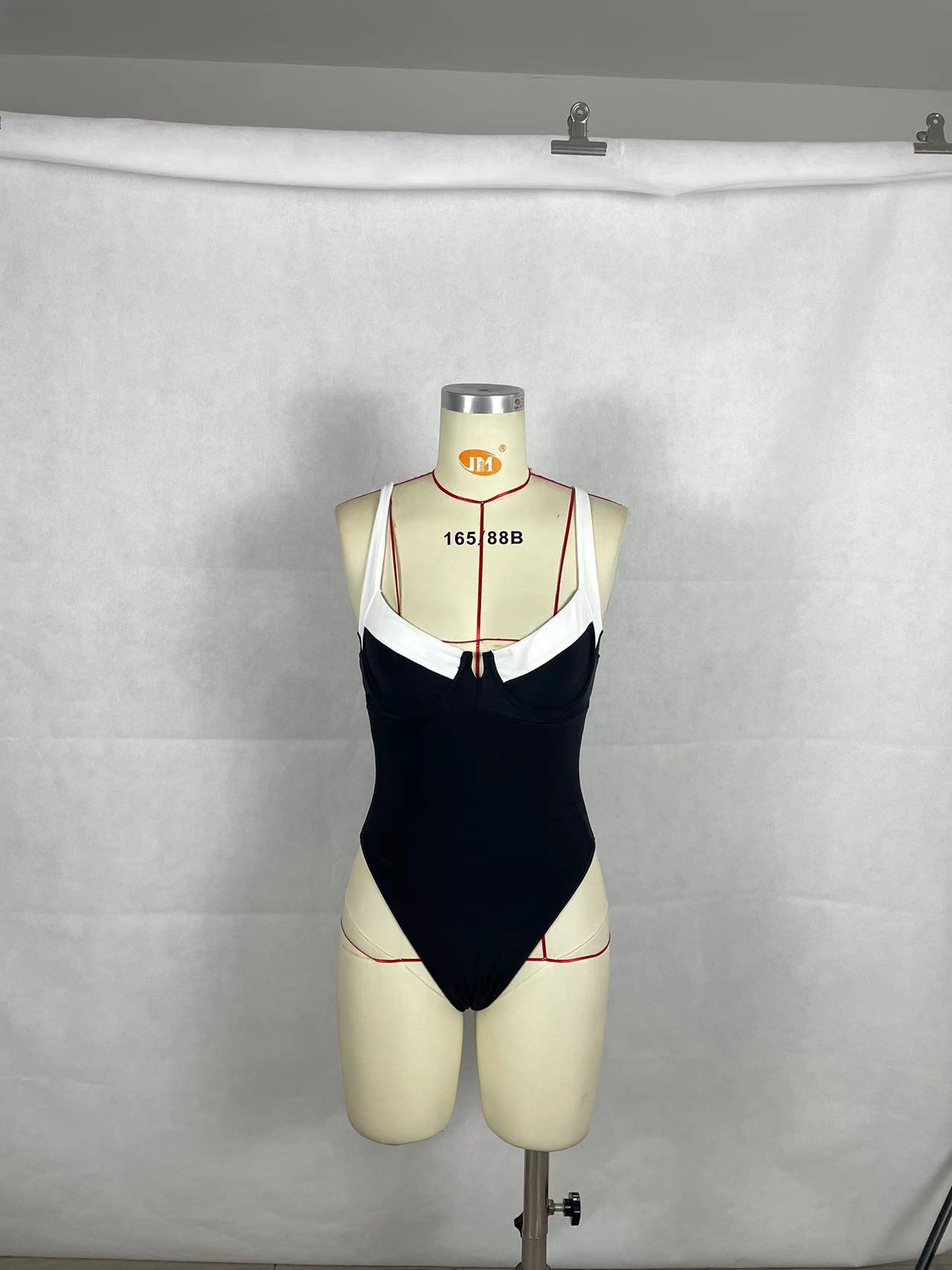 Women Sexy Bikini Contrast One-piece Swimwear
