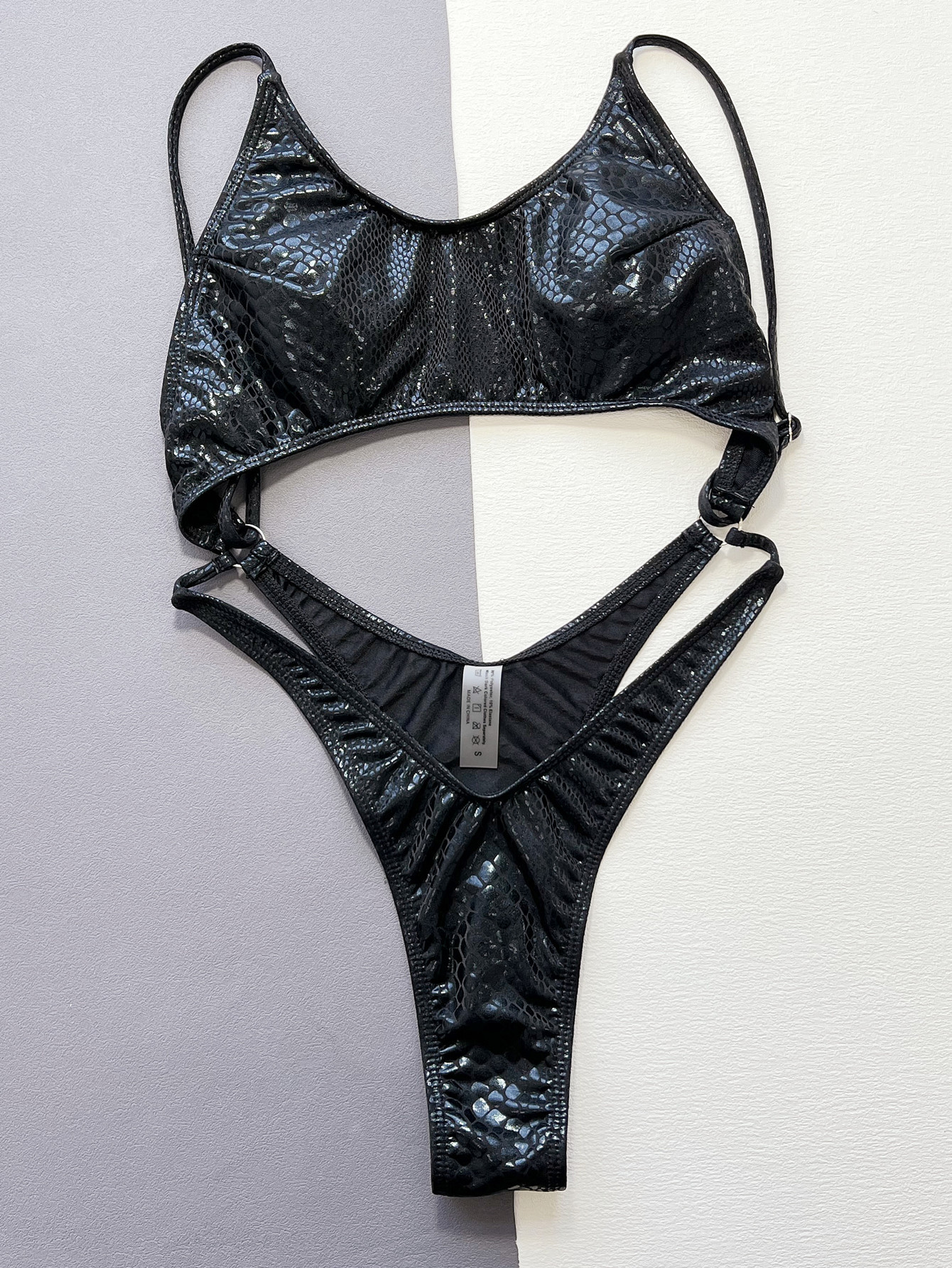 Sexy Black Snake Print One Piece Swimsuit