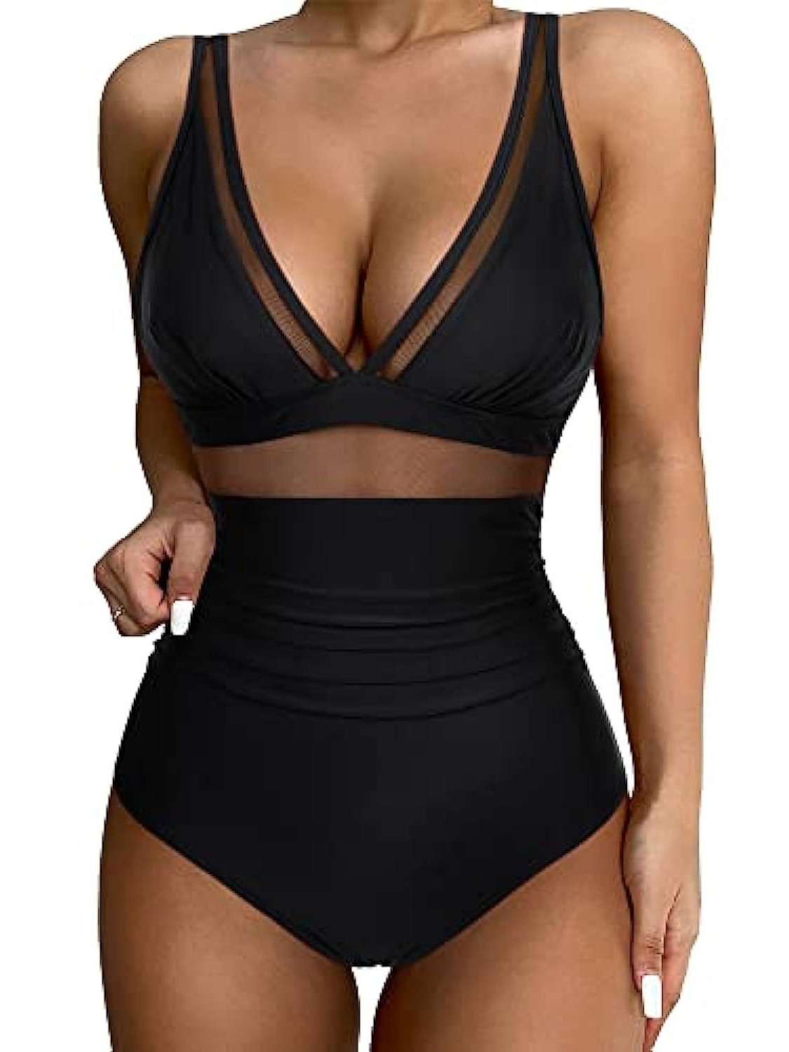 Women Mesh Printed One-piece Swimwear
