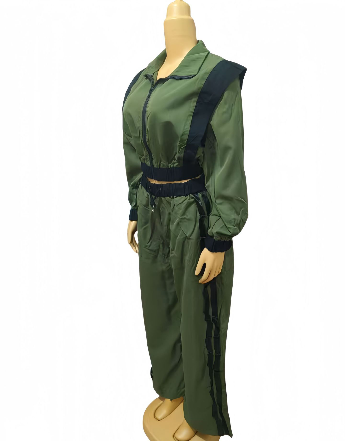 Women Contrast Color Casual Sleeveless Top and Wide Leg Pants Two-Piece Set