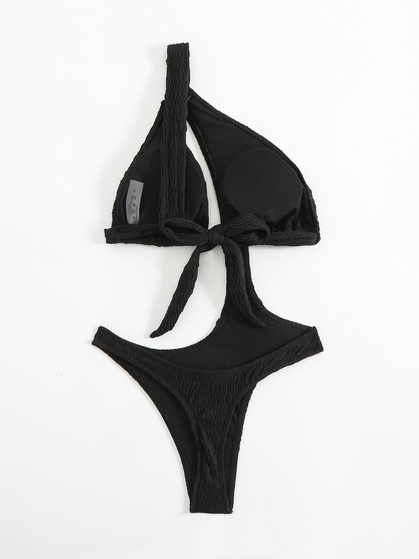 Women's solid color one-shoulder hollow sexy bikini