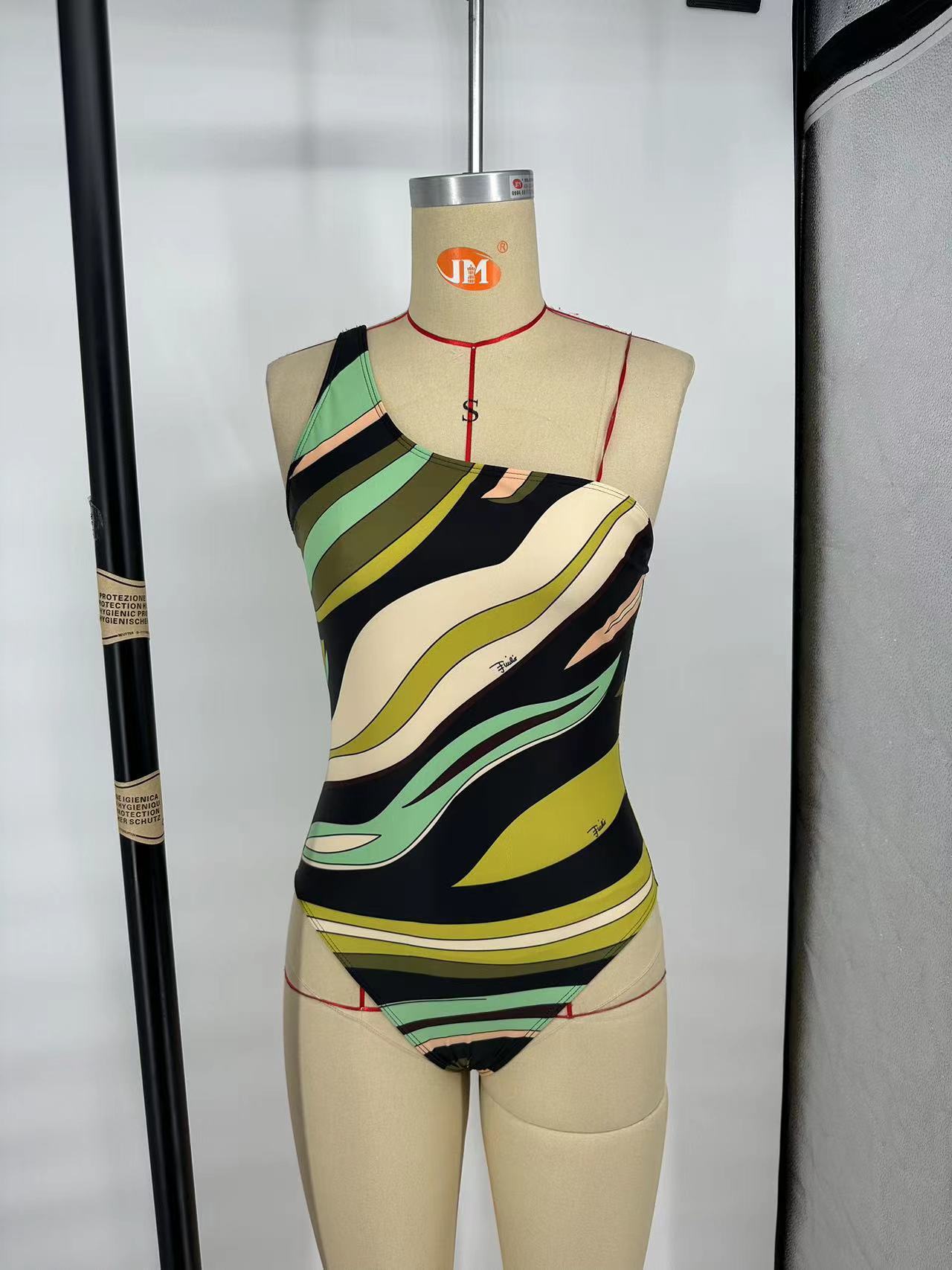 Women's One Shoulder Printed one-piece swimsuit