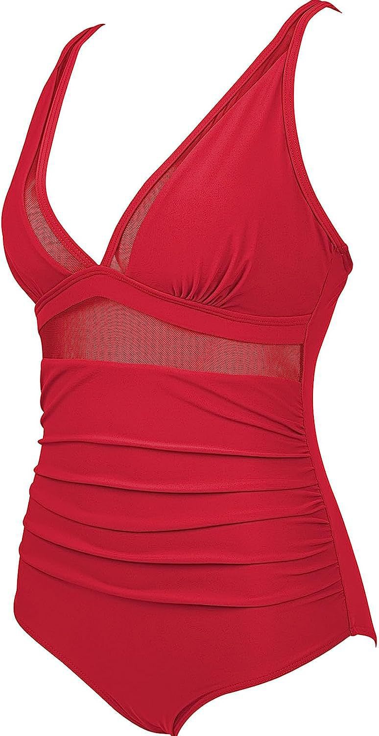 Women Mesh Printed One-piece Swimwear