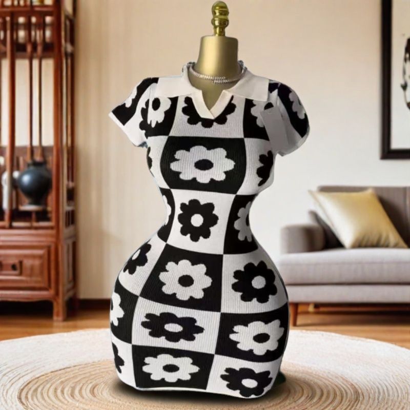 Women summer casual printed flower button Turndown Collar short-sleeved Top