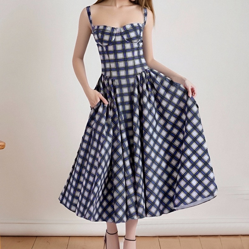 Women Spring Elegant French Retro Strap Dress