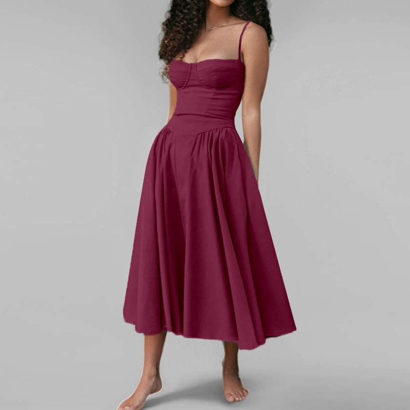 Women Spring Elegant French Retro Strap Dress