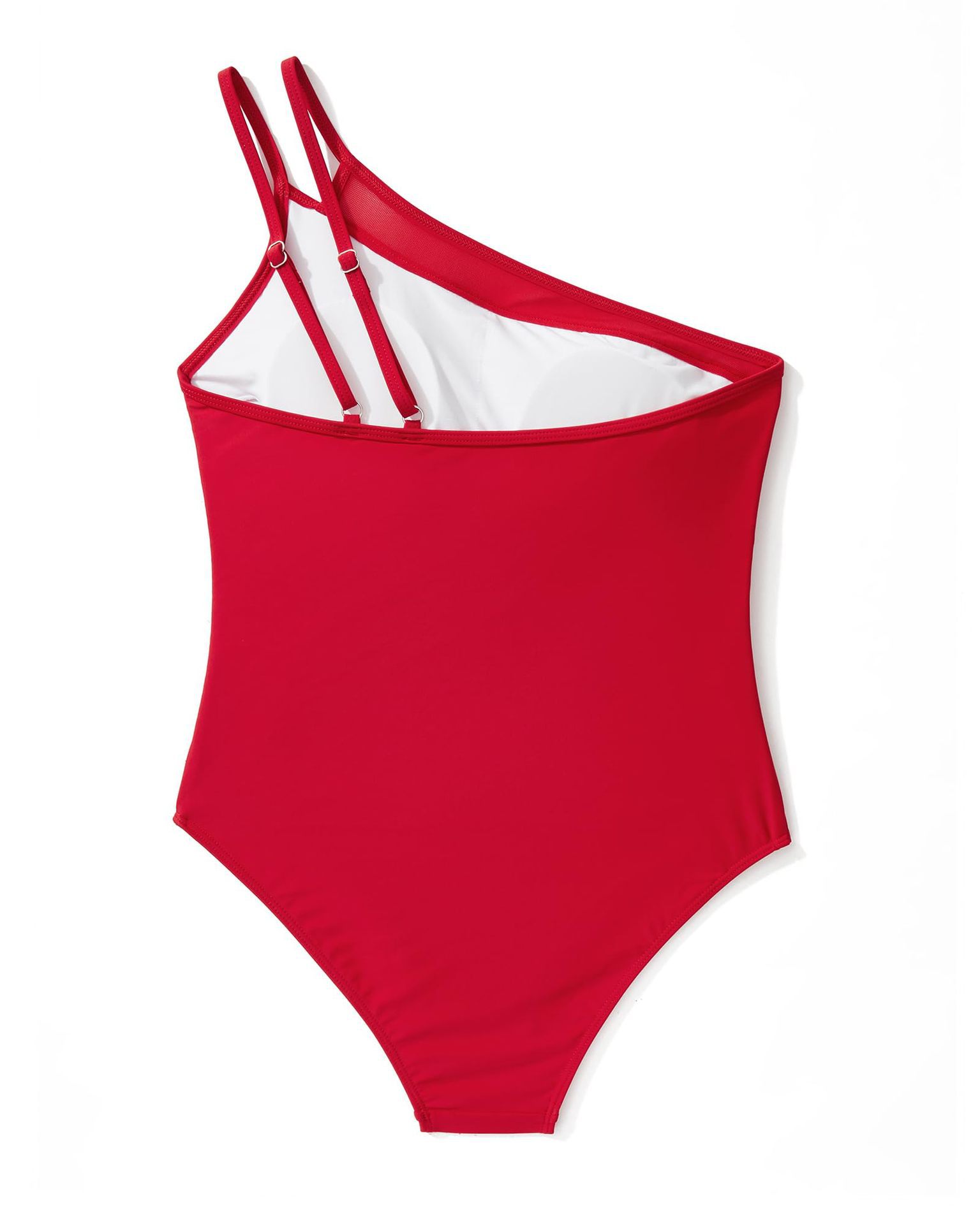 Women's Solid-Color One-Shoulder One Piece Tight-Fitting Swimsuit