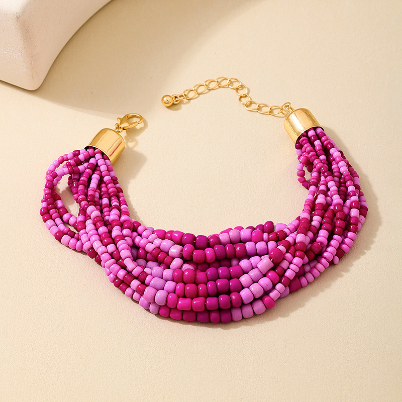 Women Style Bohemian Multi-Color Glass Beaded Multi-layer Bracelet
