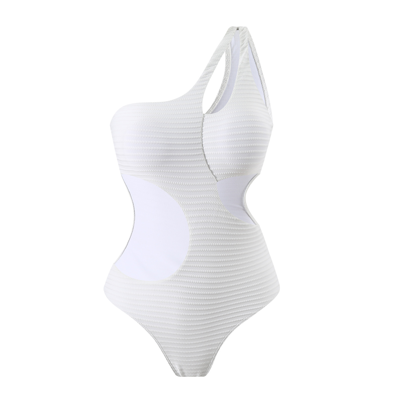 Solid Color One-Shoulder Sexy Hollow One-Piece Swimsuit