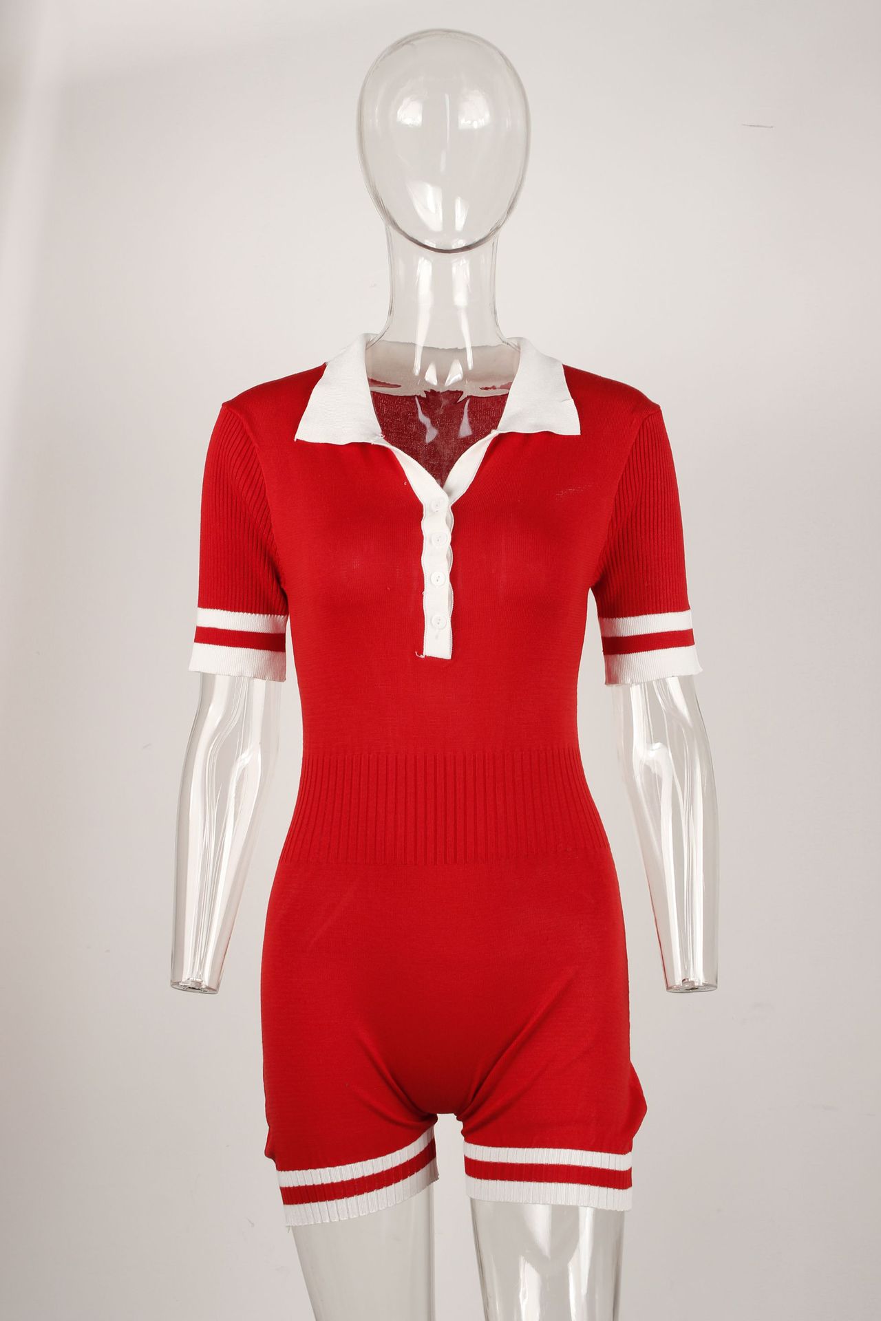 Women Summer American Casual Solid Sexy V-Neck Short Sleeve Jumpsuit