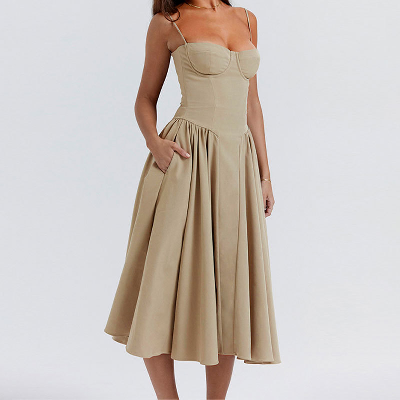 Women Spring Elegant French Retro Strap Dress