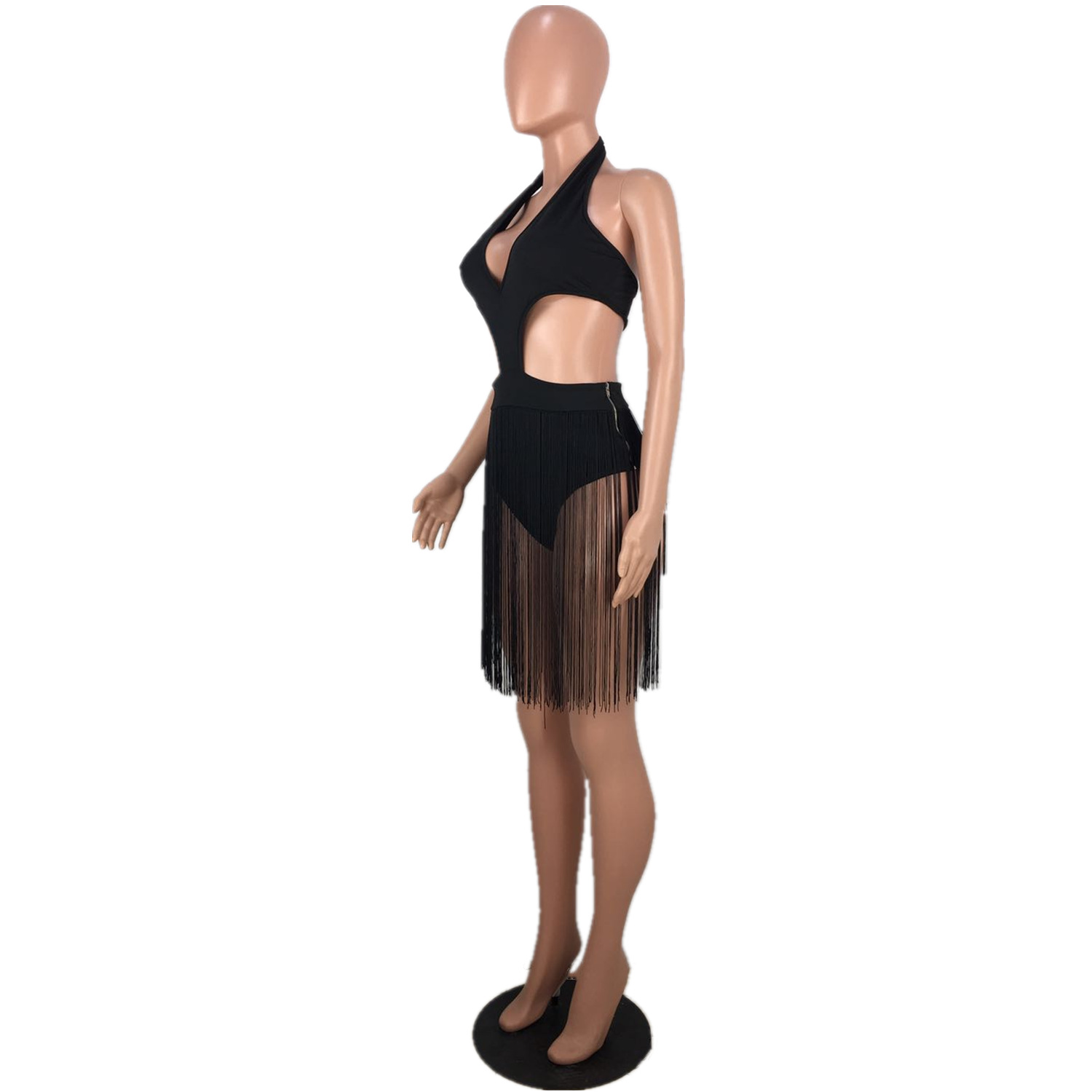 Women Sexy Tassel V-Neck One-Piece swimwear