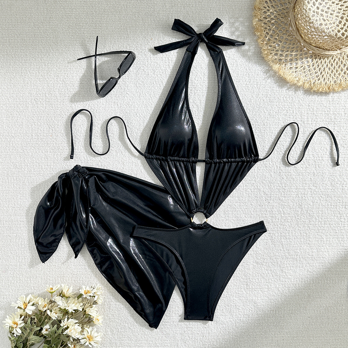 Women Hollow One-piece Swimwear Two-piece Set