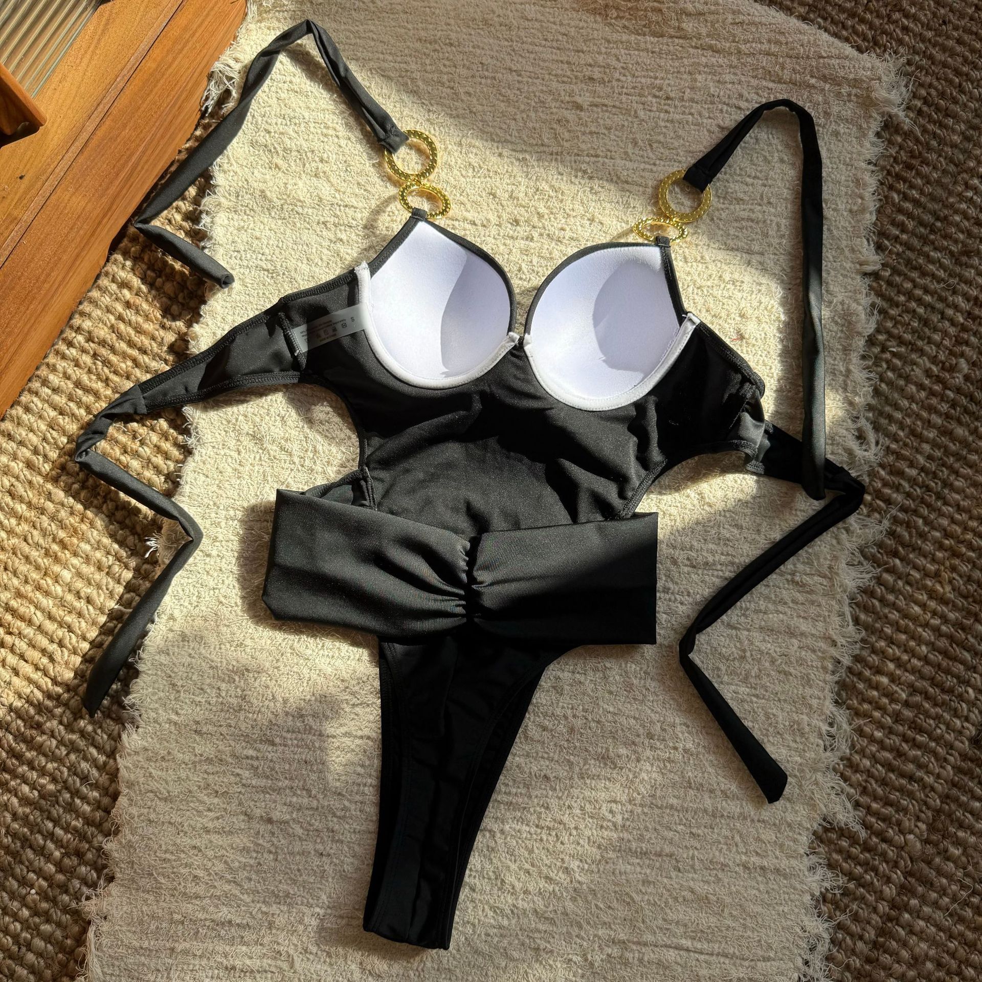 Women Solid Strapless One-Piece Swimwear