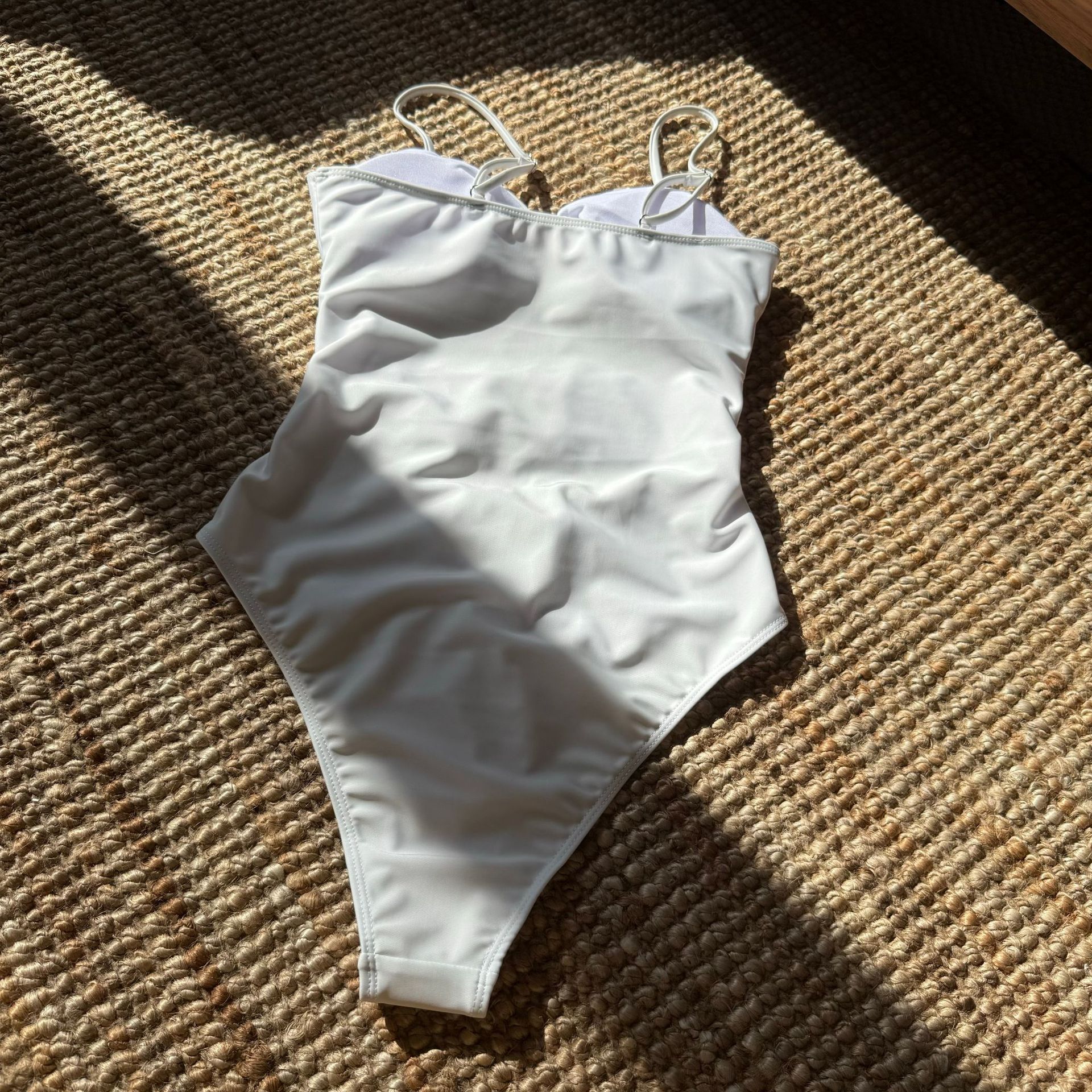 Women Metal Ring Steel Stud Strapless Hollow One-Piece Swimwear