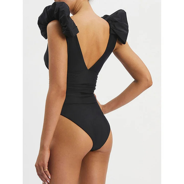 Deep V FloralOne-Piece Swimsuit SKirt Set