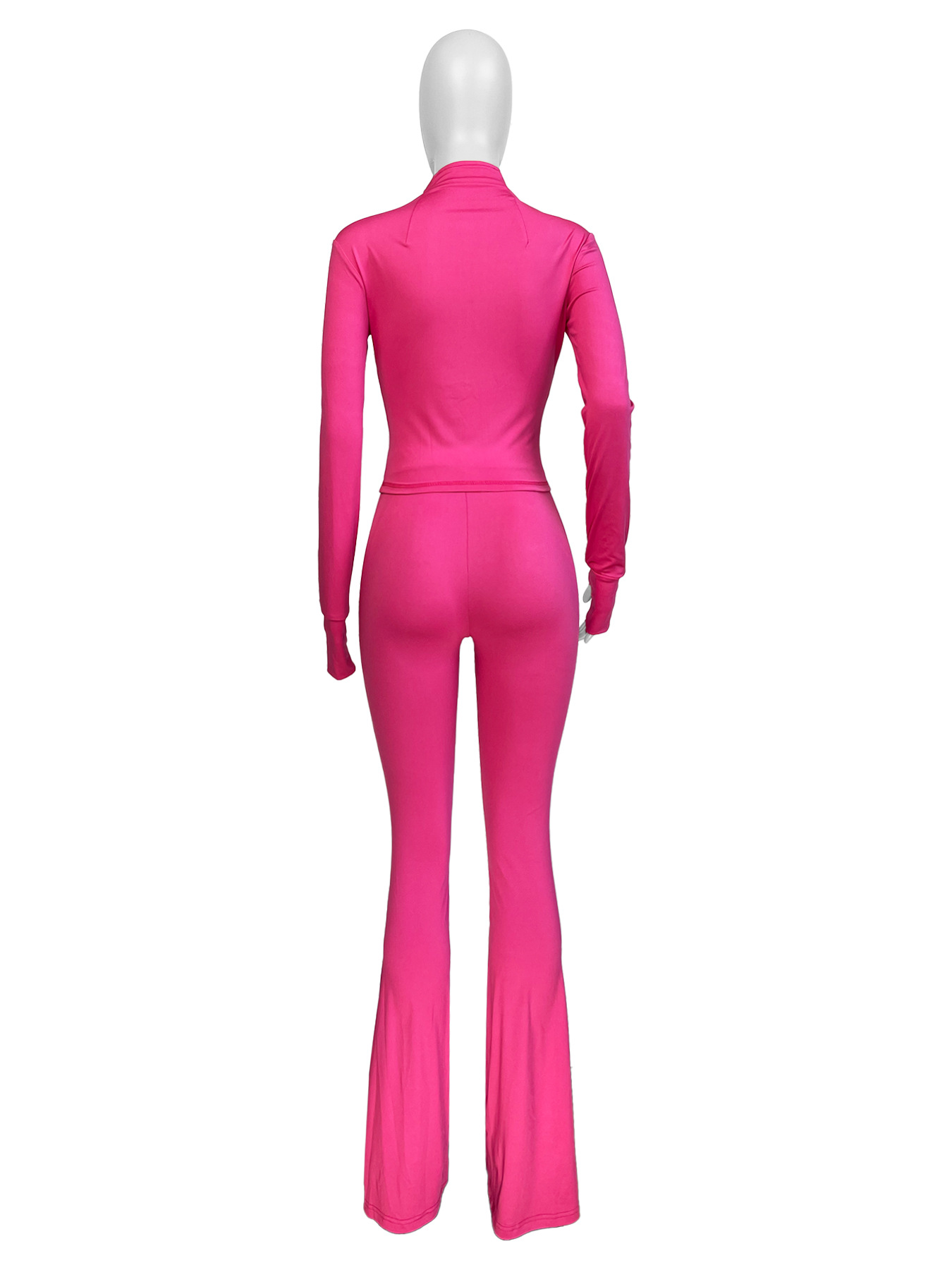 Sports Casual Women's Sexy Tight Fitting Long Sleeve Top Micro Bell Pants Two-Piece Set
