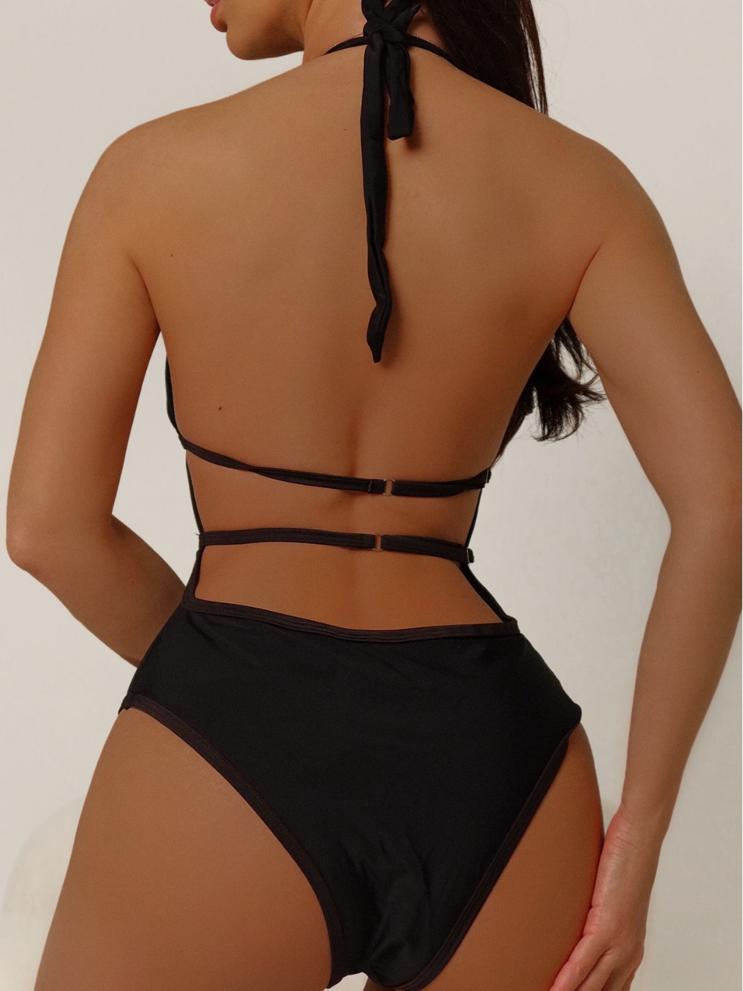 Women Sexy Padded Bikini Backless Lace-up One-Piece Swimwear