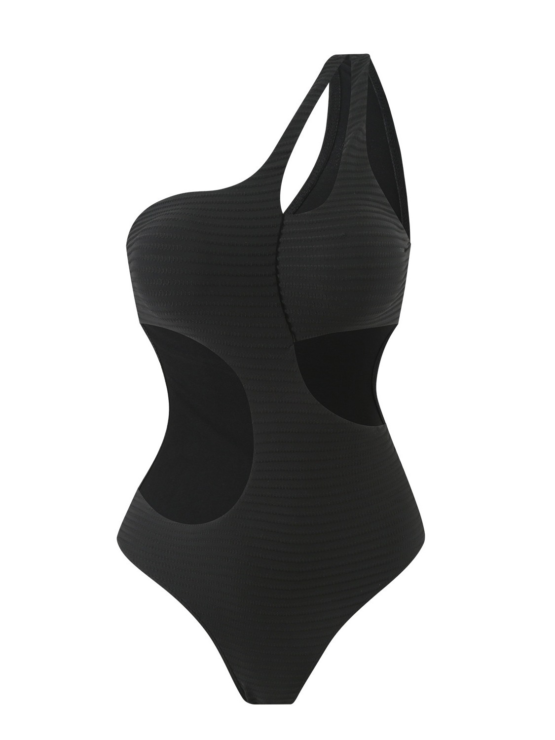 Solid Color One-Shoulder Sexy Hollow One-Piece Swimsuit