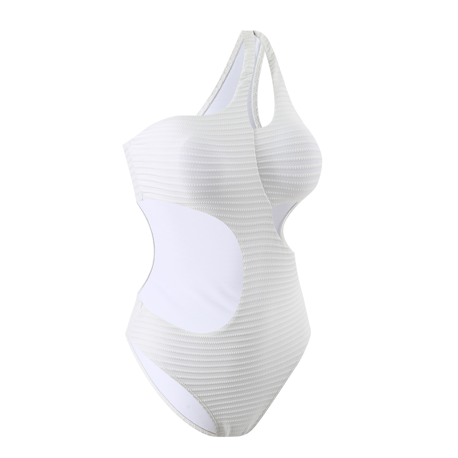 Solid Color One-Shoulder Sexy Hollow One-Piece Swimsuit
