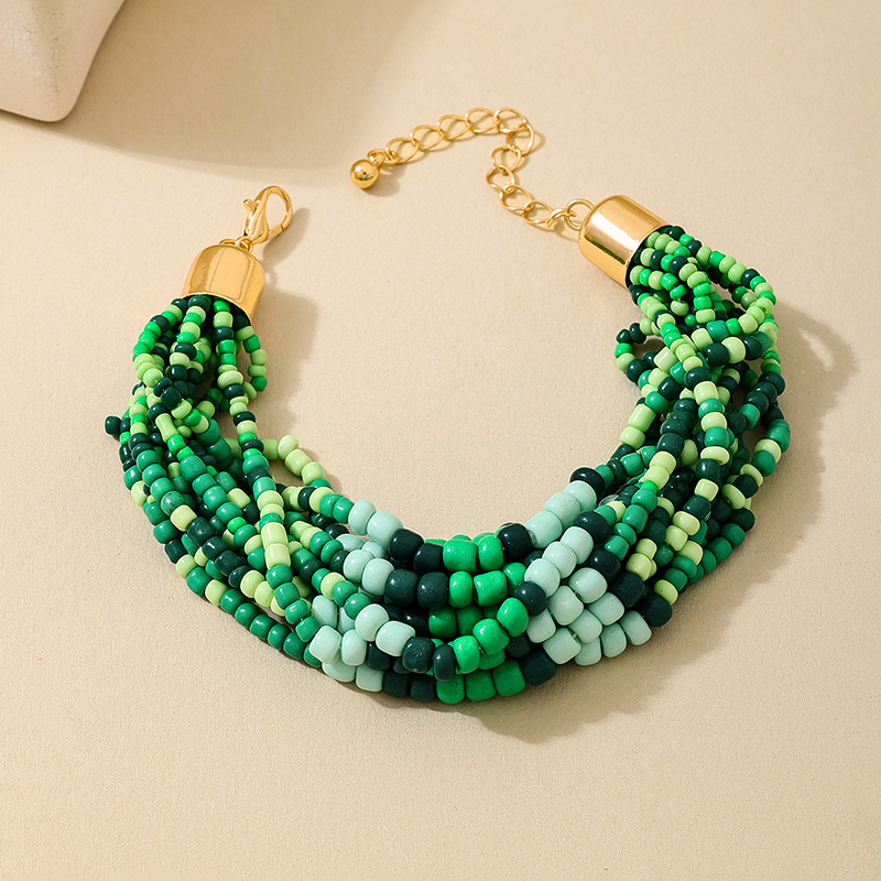 Women Style Bohemian Multi-Color Glass Beaded Multi-layer Bracelet