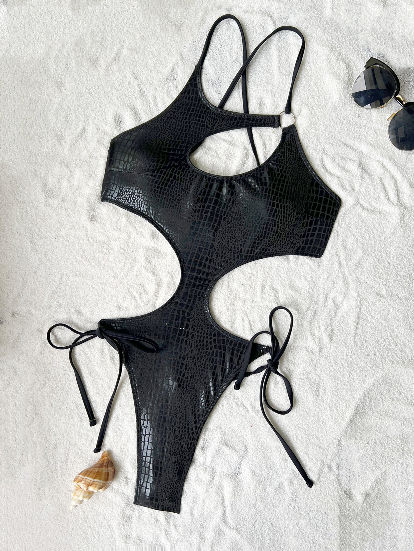 Women solid bikini lace-up Swimwear
