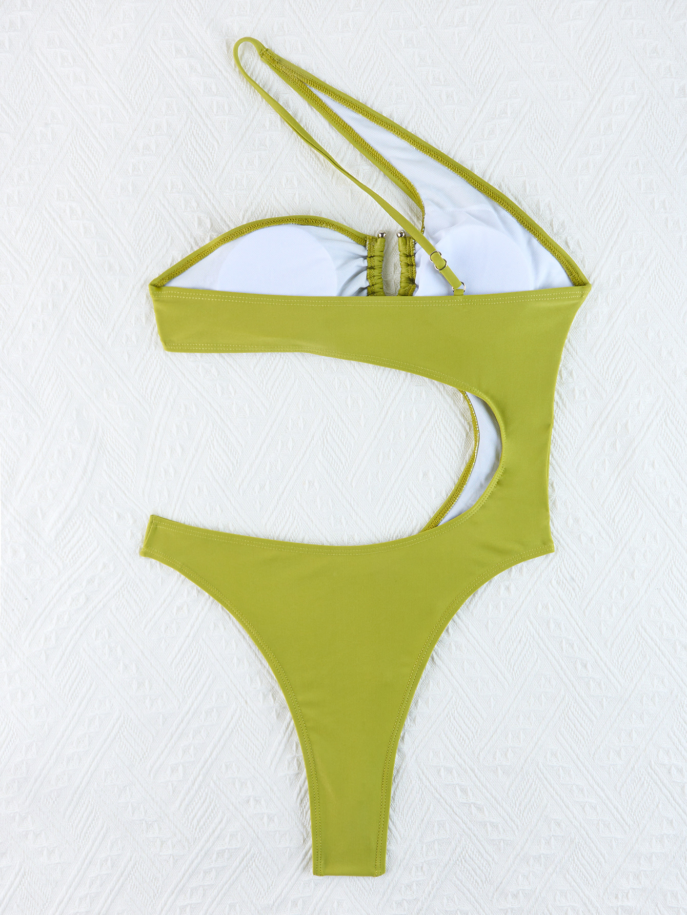 Women's Solid Color Slash Shoulder One-Piece Swimsuit