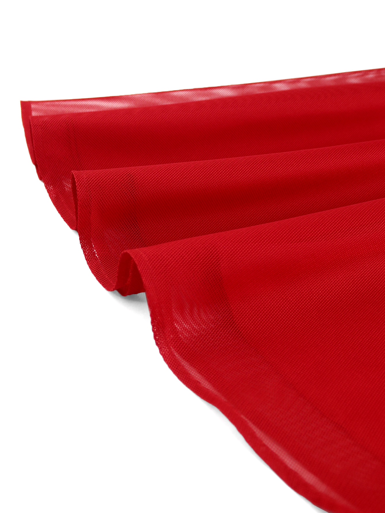 Plus Size Women Red Translucent Lantern Sleeve Half High Neck Elegant Dress