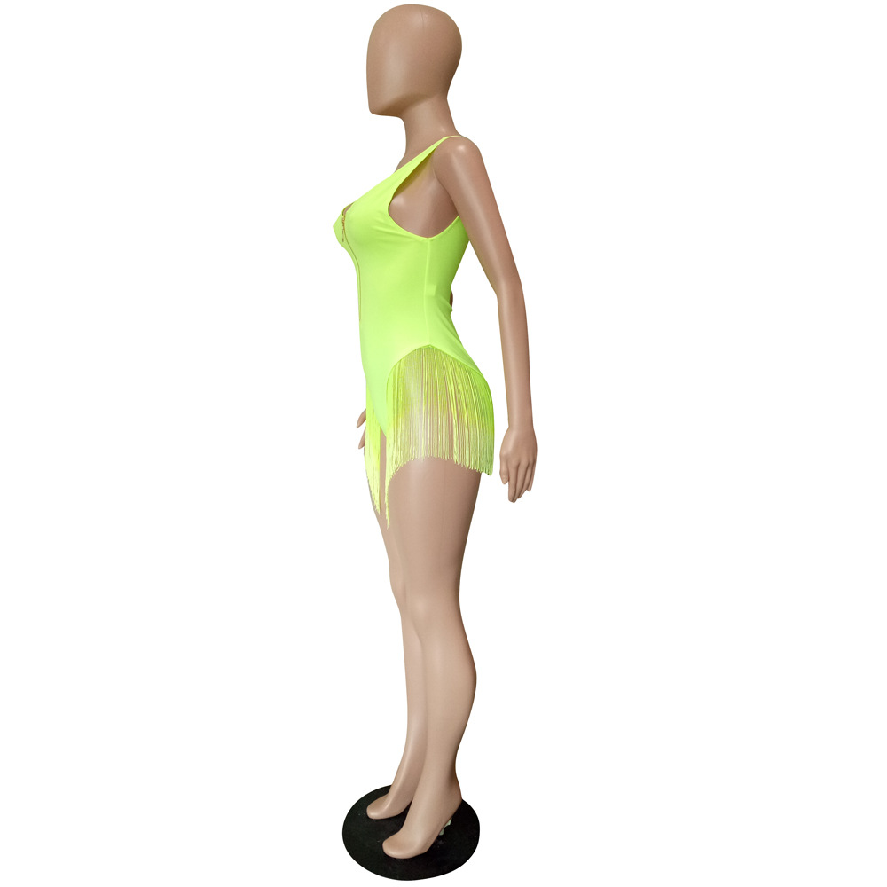 Women's Summer Gradient Color Tassel One-piece Swimsuit
