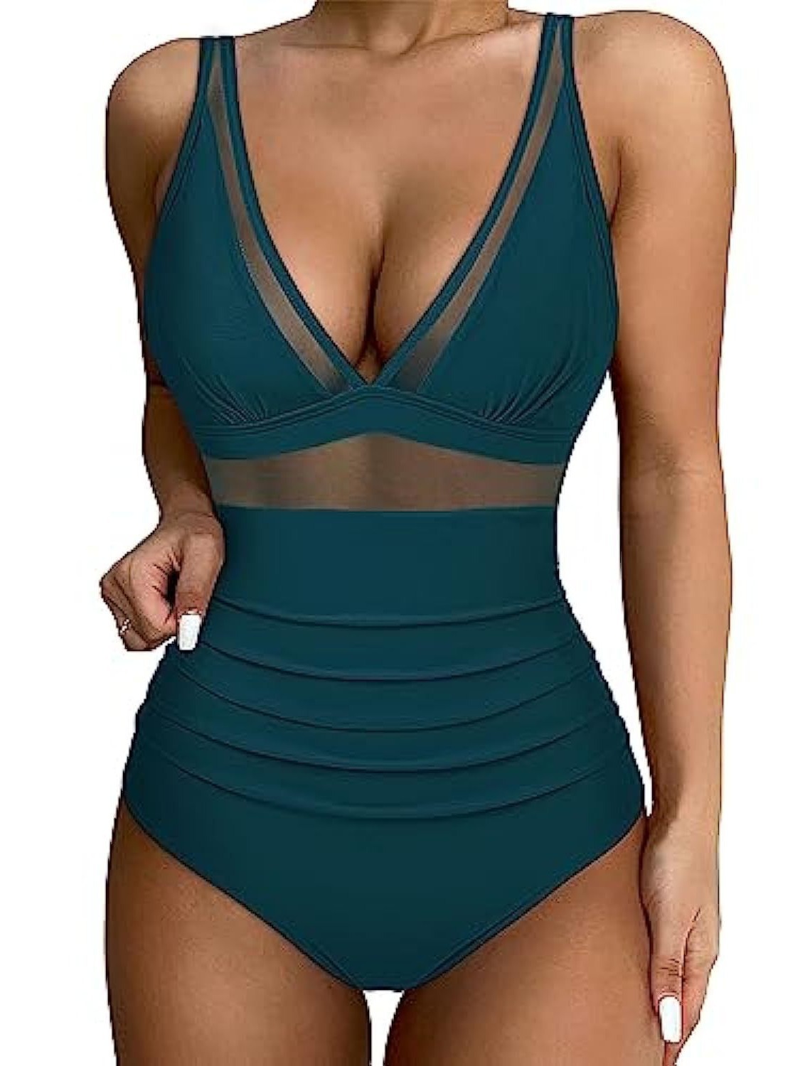 Women Mesh Printed One-piece Swimwear