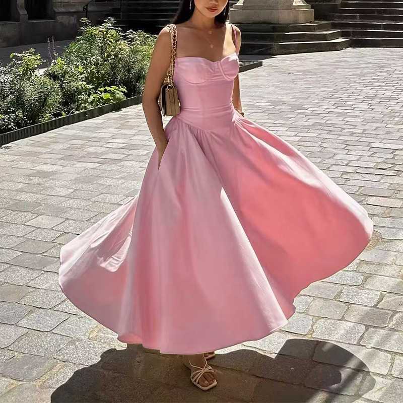 Women Spring Elegant French Retro Strap Dress