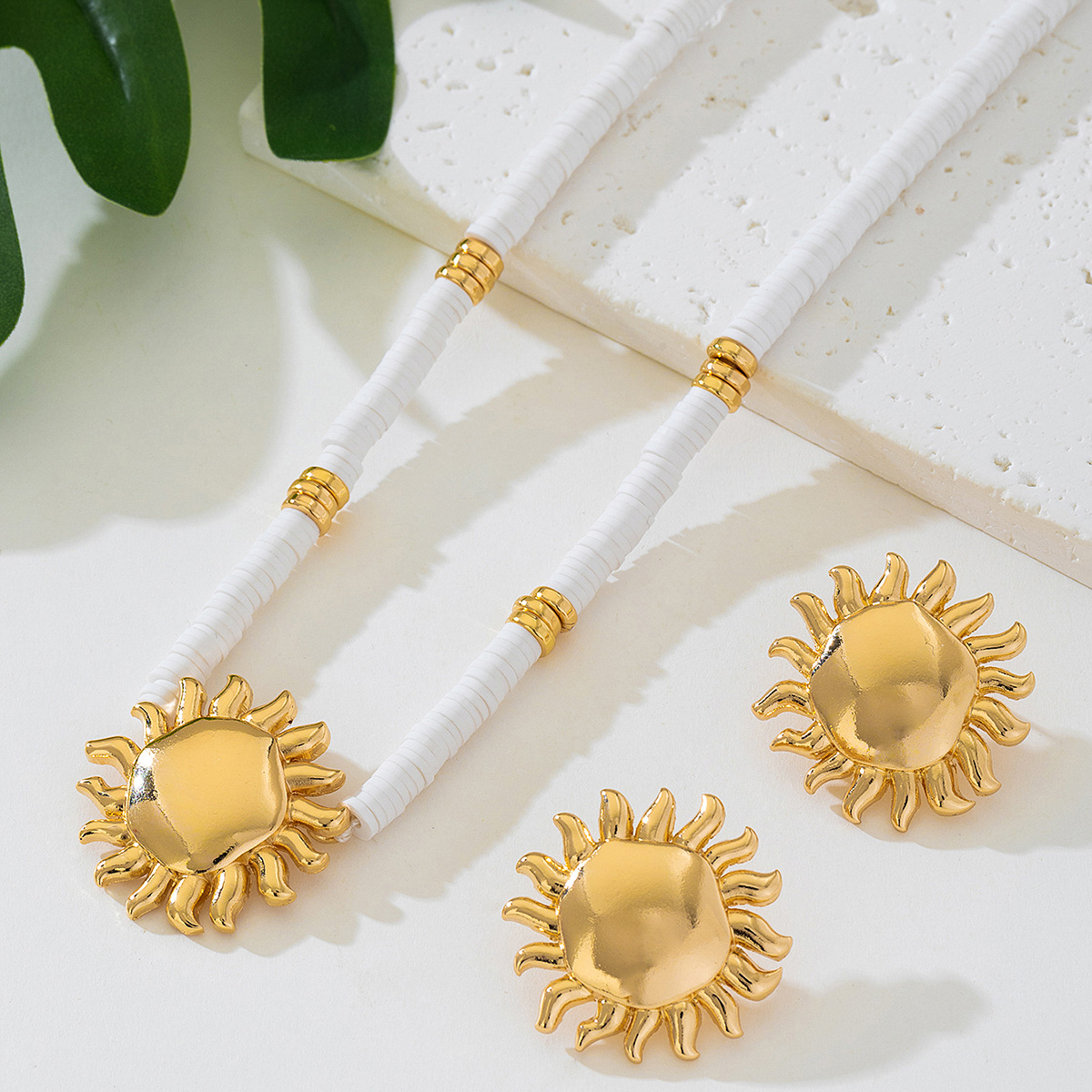 Women Sunflower Earrings Necklace