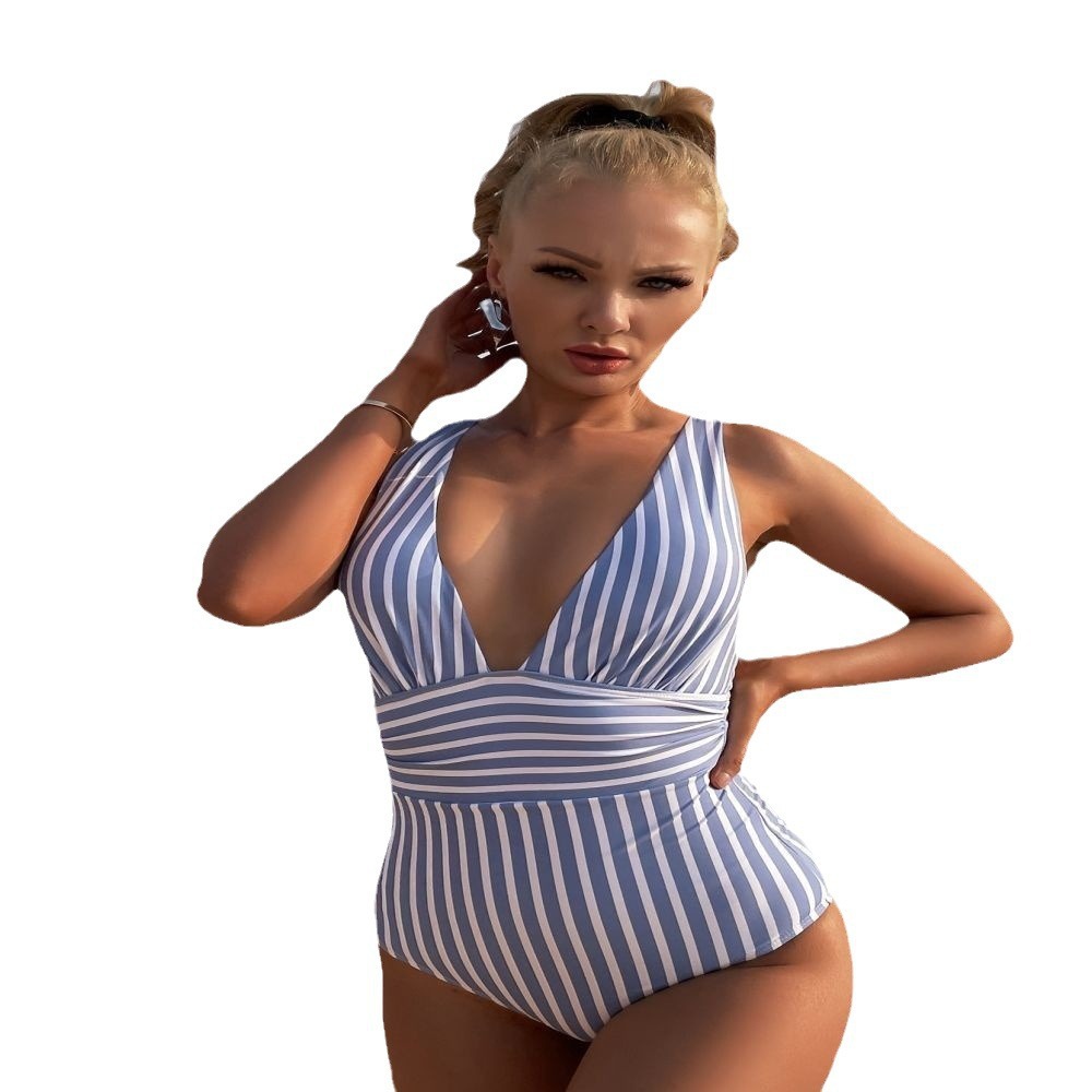 Women's One Piece Striped Swimsuit