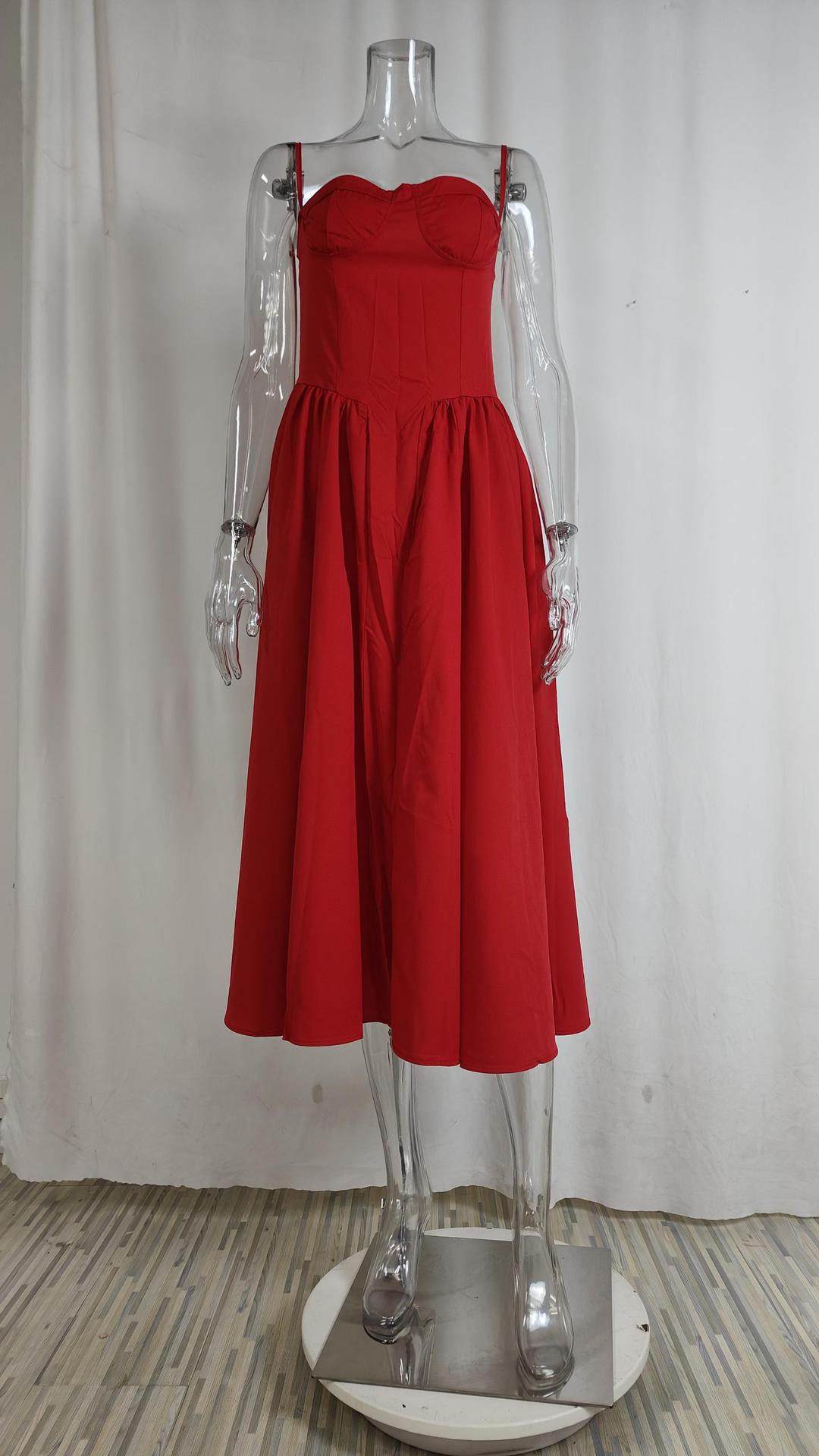 Women Spring Elegant French Retro Strap Dress