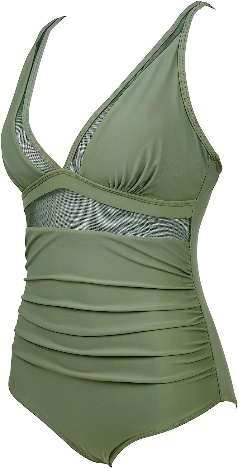 Women Mesh Printed One-piece Swimwear