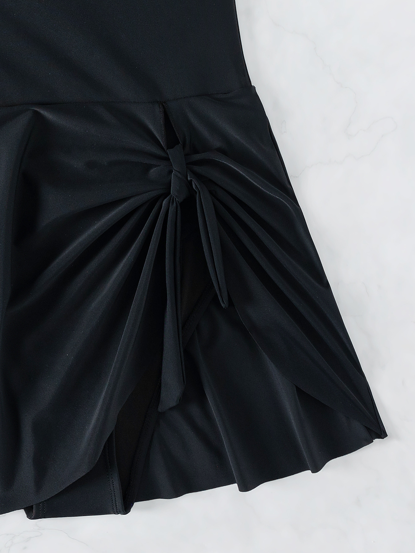 Women Solid Sexy Backless Bikini Short Skirt One-Piece Swimsuit