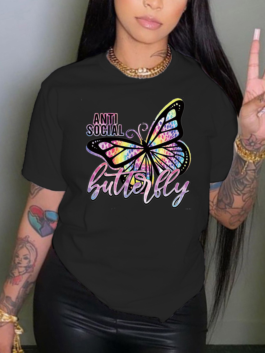 Women Beaded Round Neck T-shirt