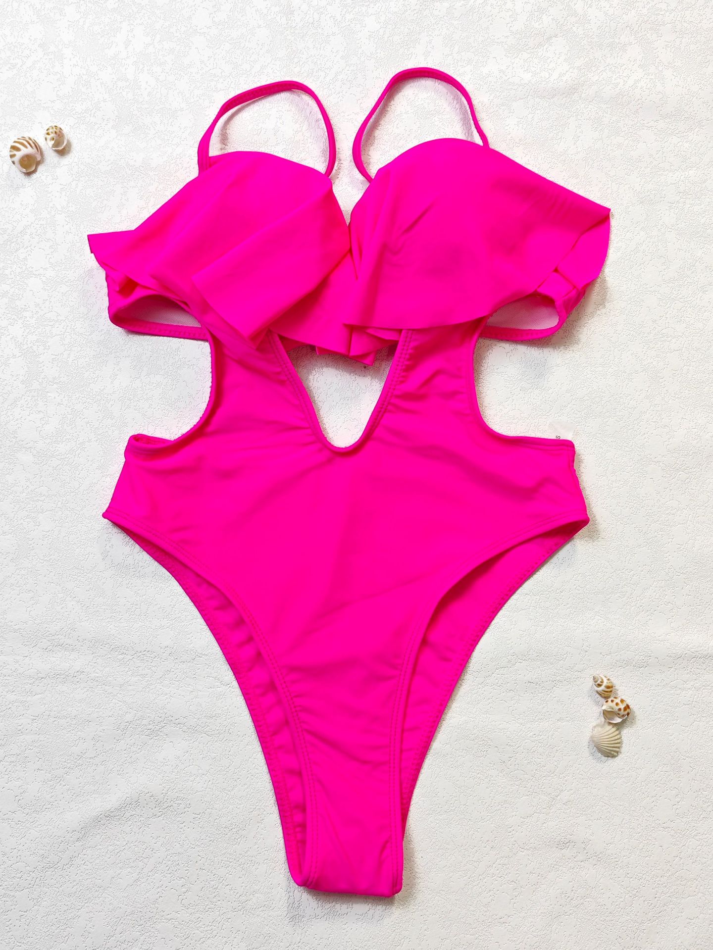 Women ruffled one-piece swimsuit