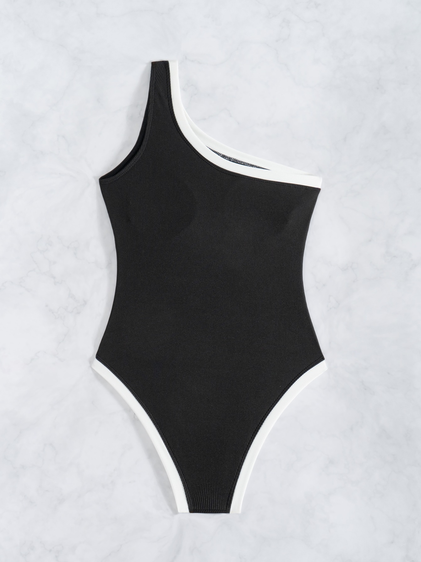 Women Solid Sexy One Shoulder Design One-Piece Swimwear