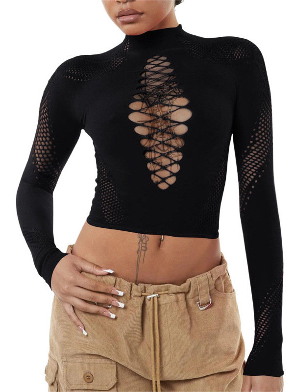 Women Spring Half-High Neck Solid Sexy Knitting Top