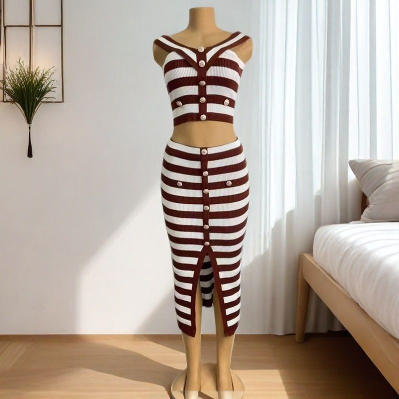 Women summer knitting sleeveless Strap Dress